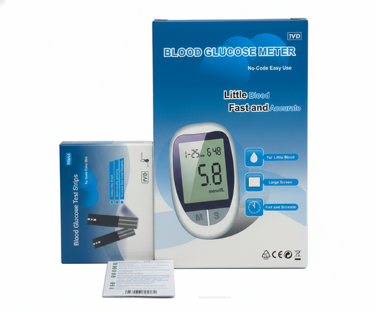 Medidor digital de glicose no sangue com 50 tiras e 50 lancetas